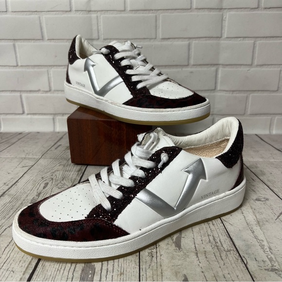 Vintage Havana Shoes - Vintage Havana Size 9 South Sneakers Wild Plum Dark Red Hair White Silver Shoes